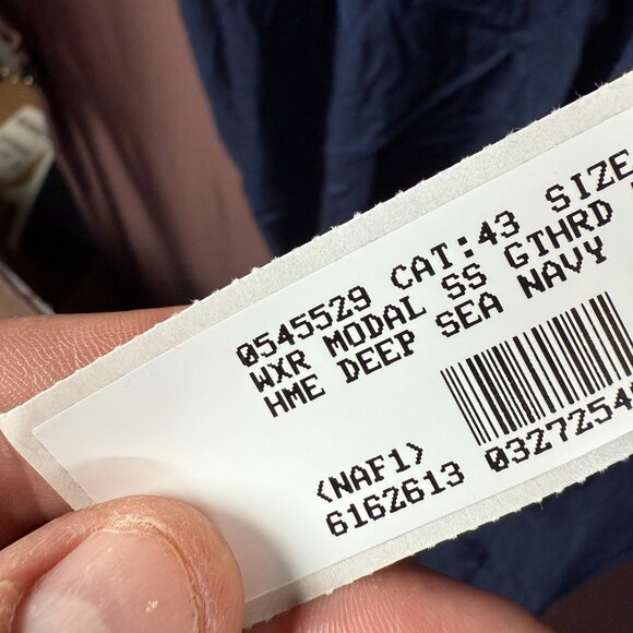 Lands End Women's M-L Deep Sea Navy Sheer Short Sleeve Gathered Waist Swim Dress - Picture 8 of 10